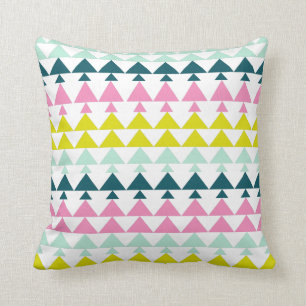 Simple Cute Geometric Pattern Pink Mint Chartreuse Cushion