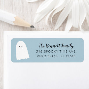 Simple Cute Ghost Elegant Script Halloween Blue
