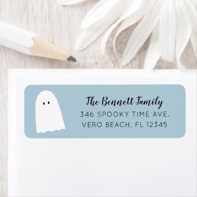 Simple Cute Ghost Elegant Script Halloween Blue (Insitu)