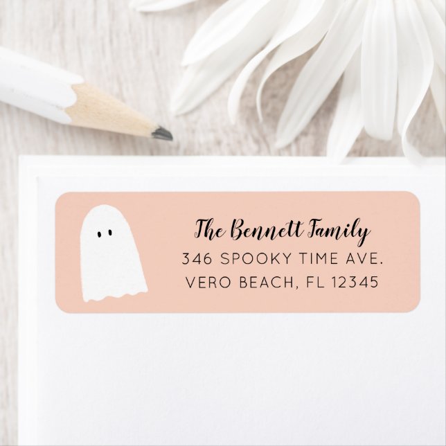 Simple Cute Ghost Elegant Script Halloween Peach (Insitu)