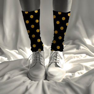 Simple Cute Girly Black and Gold Luxury Polka Dots Socks
