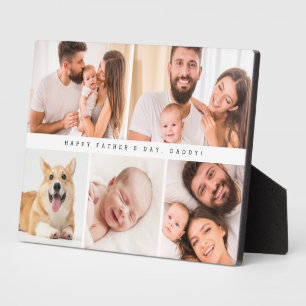 Simple Cute Happy father's day daddy photo collage Plaque