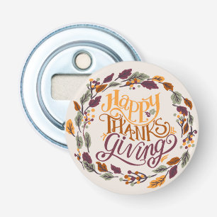 Simple Cute Happy Thanksgiving Pumpkin Fall Bottle Opener