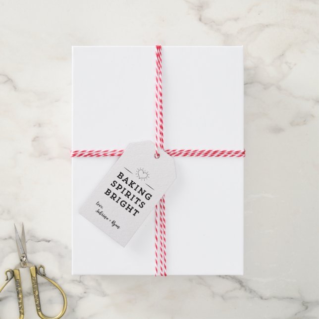 Simple Cute Heart Baking Spirits Bright Gift Tag (With Twine)