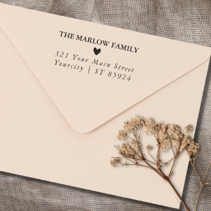 Simple Cute Heart Family Name & Return Address Self-inking Stamp
