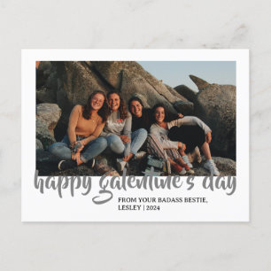 Simple Cute Heart Happy Galentines day bestie Holiday Postcard