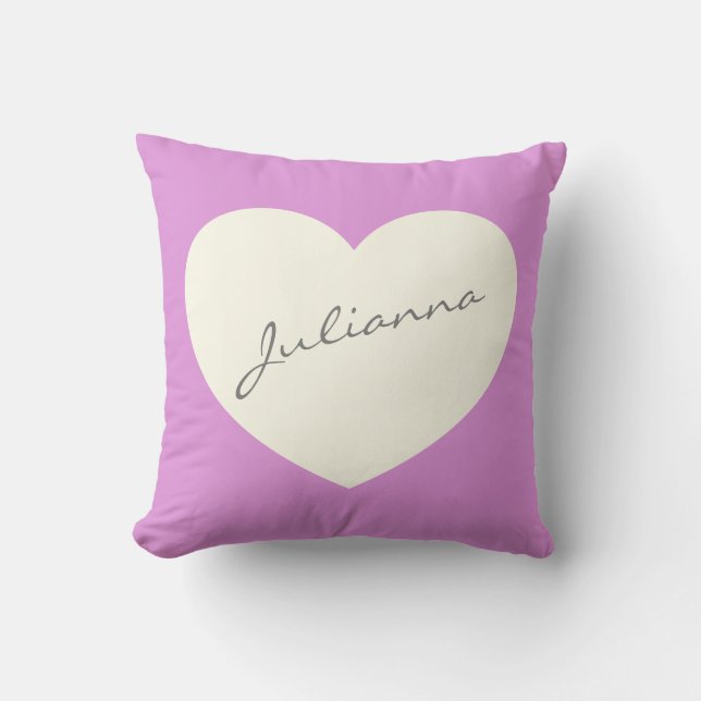 Simple Cute Heart Illustration Pink Personalised Cushion (Front)