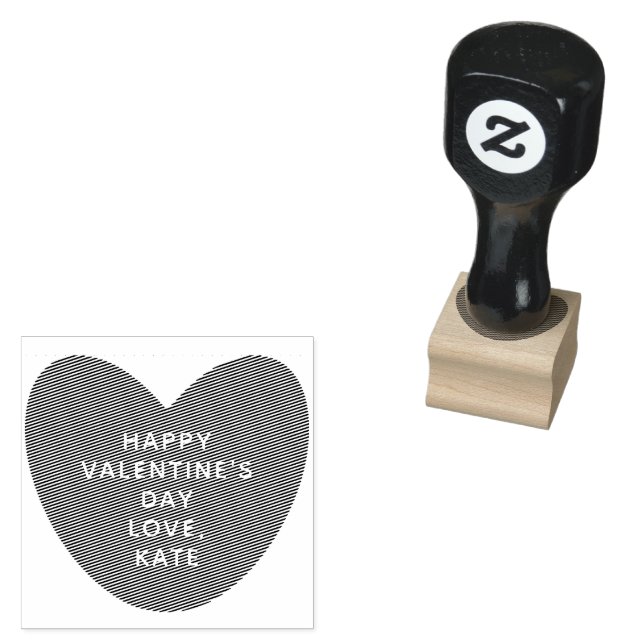 Simple cute heart personalised Valentine's Day Rubber Stamp (Stamped)