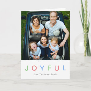 Simple Cute Joyful Family Photo Modern Christmas Holiday Card