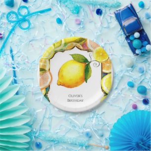 Simple Cute Lemon Birthday Paper Plate