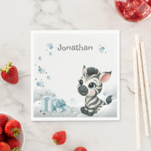 Simple cute little cartoon zebra napkin