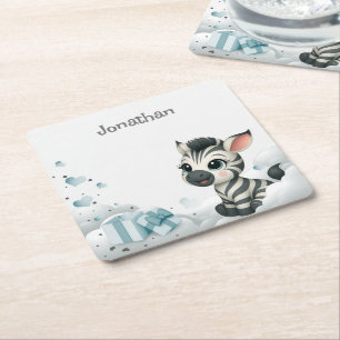 Simple cute little cartoon zebra  paper coaster