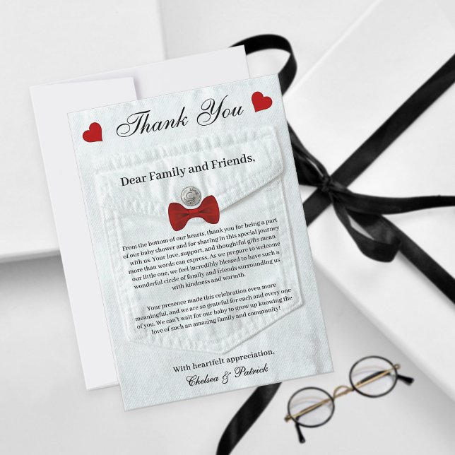 Simple Cute Little Gentleman Baby Shower Formal  Thank You Card (Creator Uploaded)