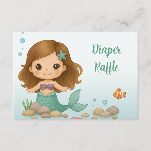 Simple cute little mermaid  enclosure card (Front)