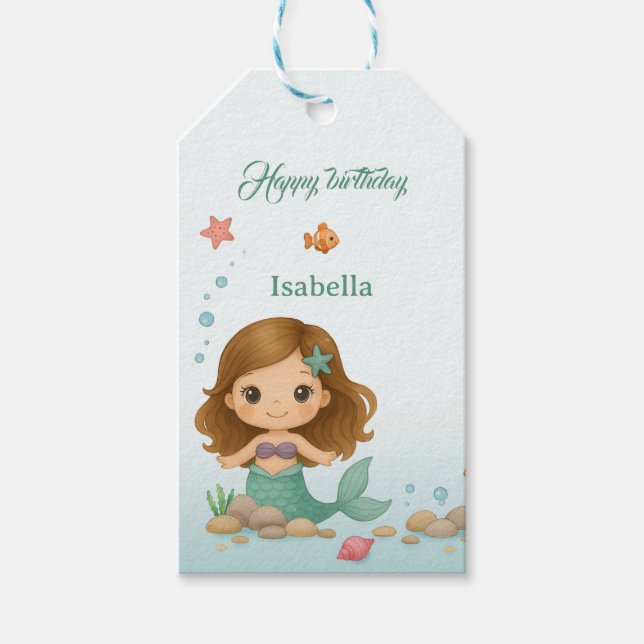 Simple cute little mermaid gift tags (Front)