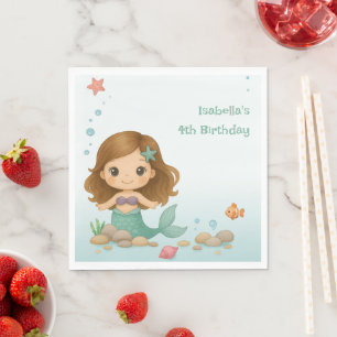 Simple cute little mermaid napkin