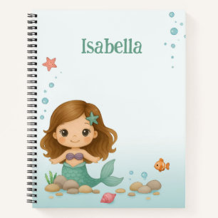 Simple cute little mermaid  notebook