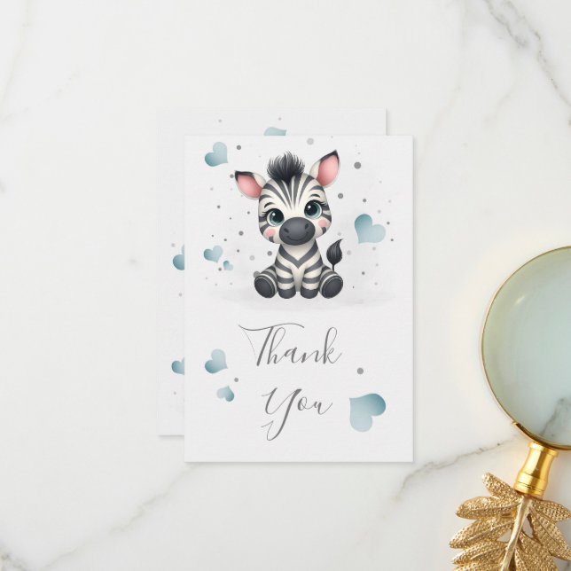 Simple cute little zebra  thank you card (Front/Back In Situ)