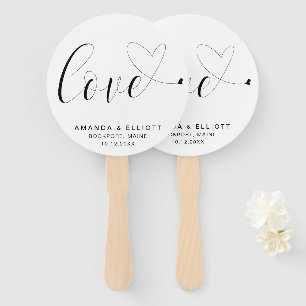 Simple Cute Love Heart Wedding Hand Fan