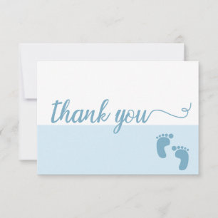 Simple Cute modern blue Script baby boy shower Thank You Card