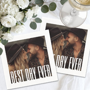 Simple Cute Modern Photo Wedding Napkin