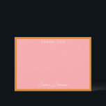 Simple Cute Modern Pink Orange Custom Shower Flat Thank You Card<br><div class="desc">Simple Cute Modern Pink Orange Custom Shower Flat Thank You Card</div>