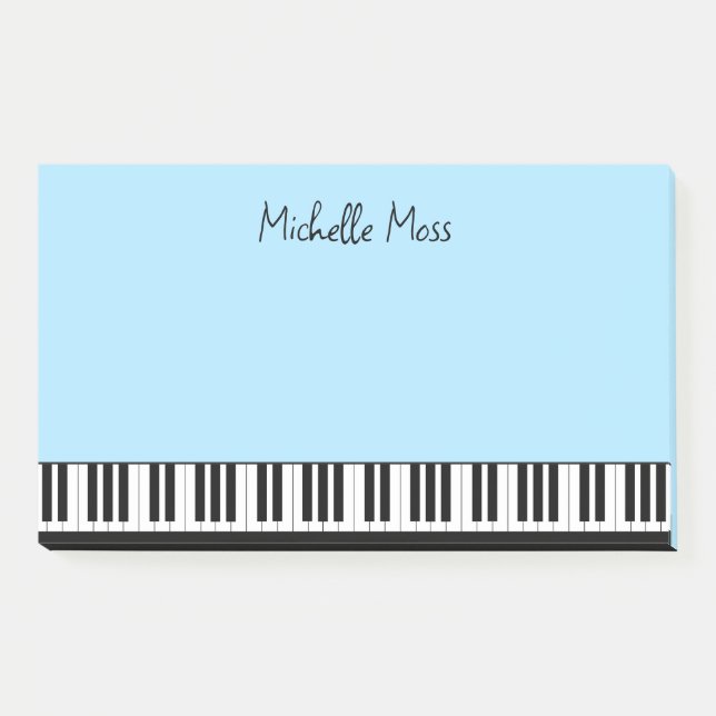 Simple Cute Musical Piano Keyboard Pale Blue Post-it Notes (Front)