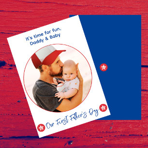 Simple Cute New Dad Family Photo 1st Fathers Day Holiday Card