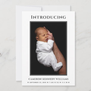 Simple Cute Newborn Custom Photo Hello Baby Birth Announcement
