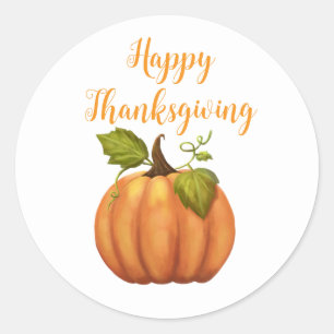 Simple Cute Orange Pumpkin Your Message Text Classic Round Sticker