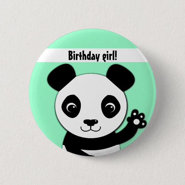 Simple cute panda Birthday girl 6 Cm Round Badge (Front)