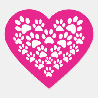 Simple Cute Paw Print Heart Sticker