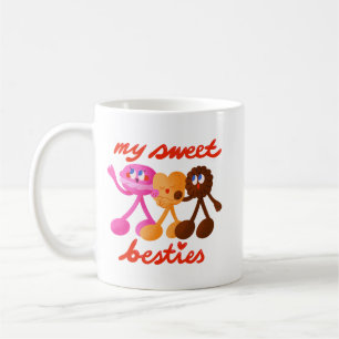 Simple Cute Playful Three Candy Besties Colourful Coffee Mug