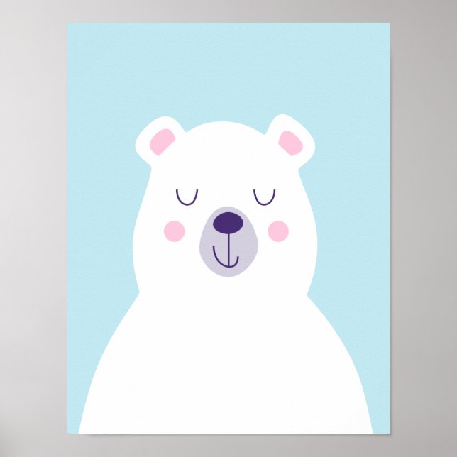 Simple cute polar bear graphic nursery poster (Front)