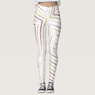 Simple Cute Purple & Golden Stripes Leggings