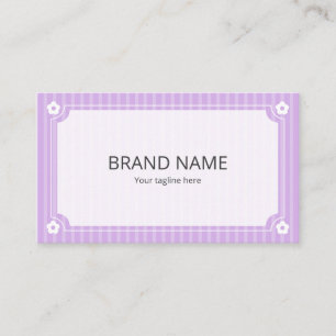 Simple Cute Purple Stripe Floral Frame Layout Business Card