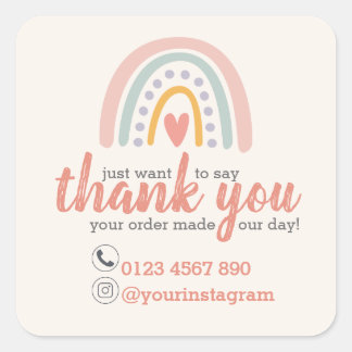Simple Cute Rainbow Thank You Classic Sticker