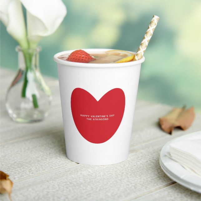 Simple cute red heart custom Valentine's Day Paper Cups (Insitu)