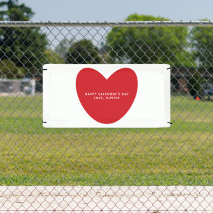 Simple cute red heart personalised Valentine's Day Banner