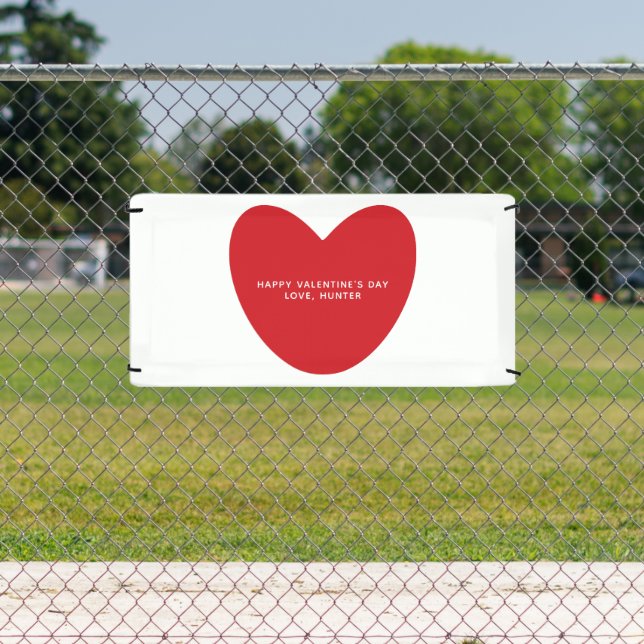 Simple cute red heart personalised Valentine's Day Banner (Insitu)