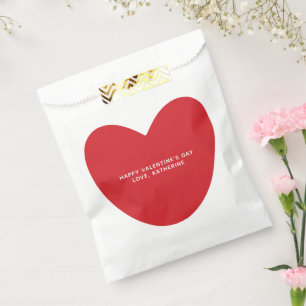 Simple cute red heart personalised Valentine's Day Favour Bags