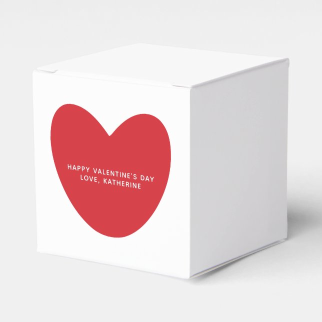 Simple cute red heart personalised Valentine's Day Favour Box (Front Side)