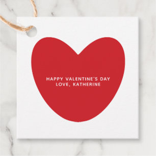 Simple cute red heart personalised Valentine's Day Favour Tags