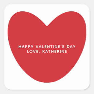 Simple cute red heart personalised Valentine's Day Square Sticker