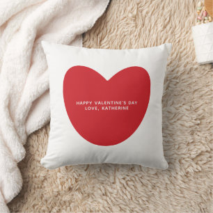 Simple cute red heart personalized Valentine's Day Cushion