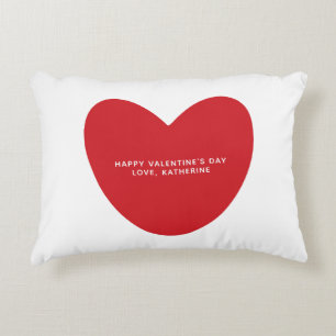 Simple cute red heart personalized Valentine's Day Decorative Cushion