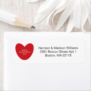 Simple cute red heart Valentine's Day address
