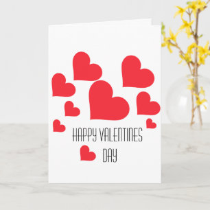 Simple Cute Red Hearts on White Valentine's Day Card
