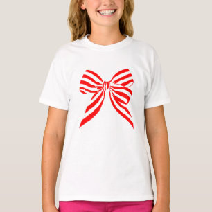 Simple cute red striped bow T-Shirt