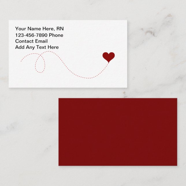 Simple Cute Registered Nurse Medical Business Card (Front/Back)